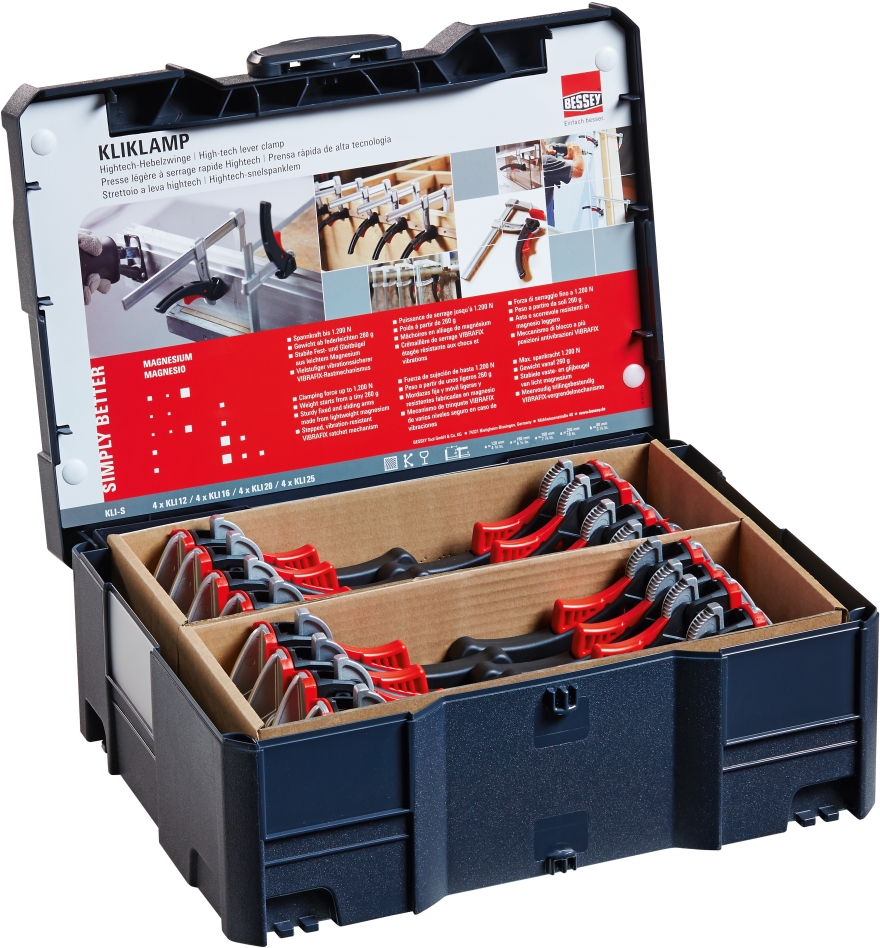 Bessey KLI-S KliKlamp Leimklemmen-Set im praktischen Systainer T-Loc