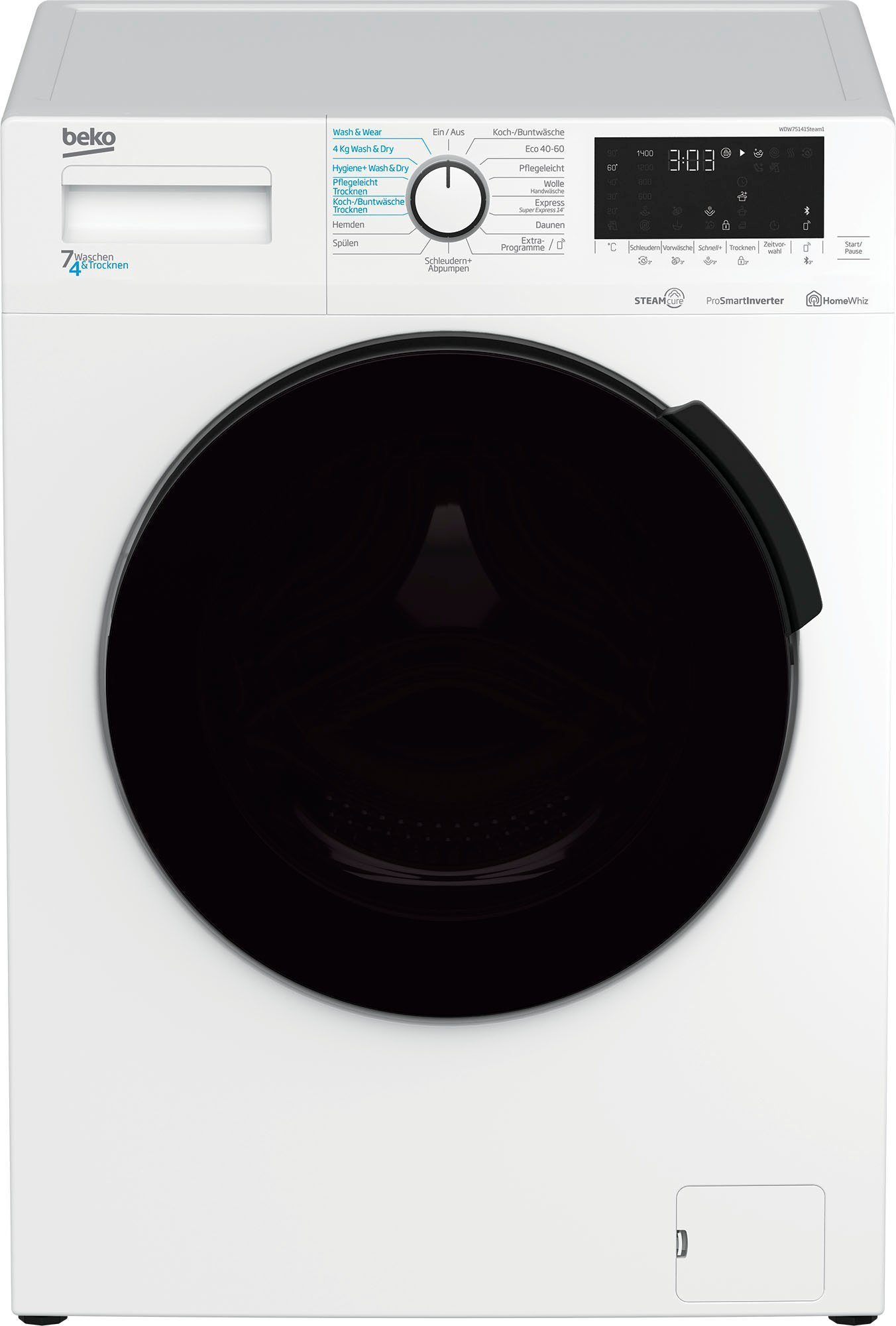 BEKO Waschtrockner WDW75141Steam1, 7 kg, 4 kg, 1400 U/min