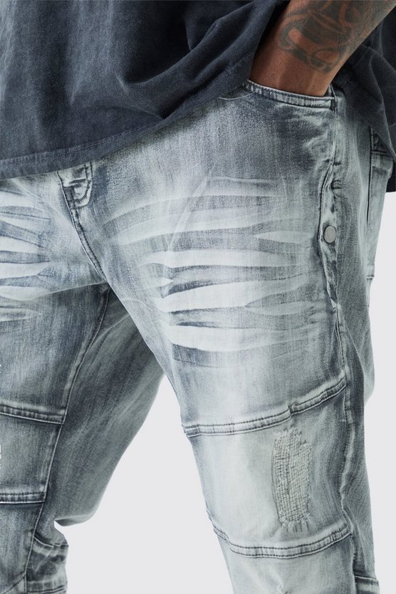 Plus gebleichte Skinny Stretch Jeans mit Rissen