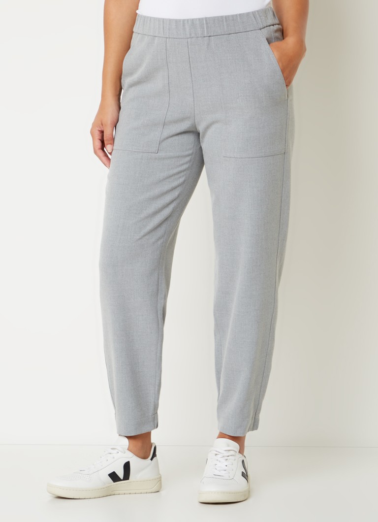 Pantaloni OPUS Myha din flanel, talie medie, croială mulată.