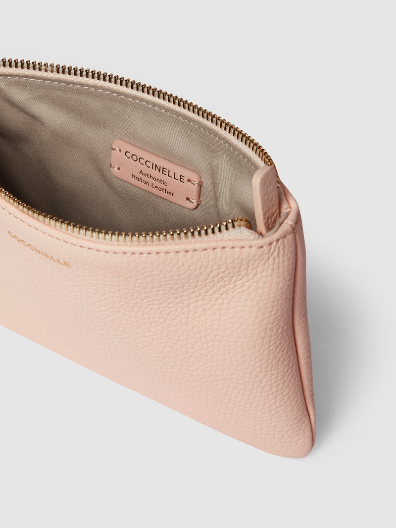 Kosmetiktasche mit Label-Detail Modell 'NEW BEST METALLIC SOFT' in hellrosa