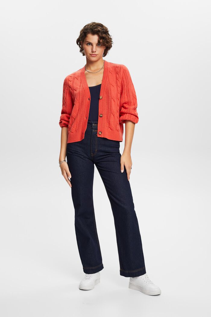 Cardigan aus Zopfstrick, Wollmix