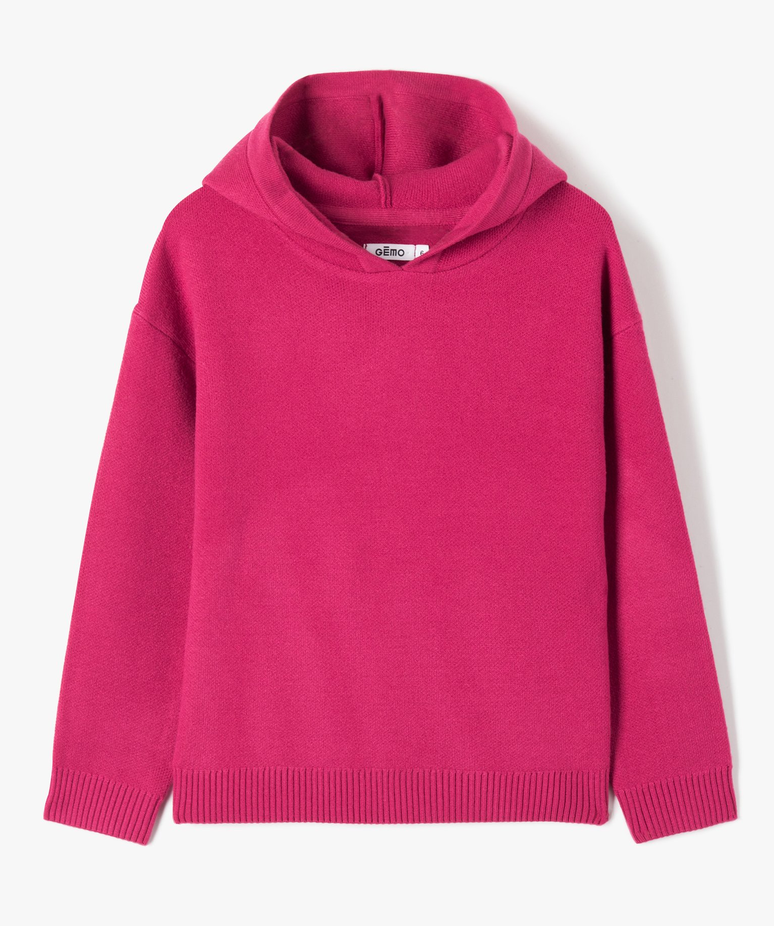 Pull fille à capuche avec rayures pailletées rose | GEMO