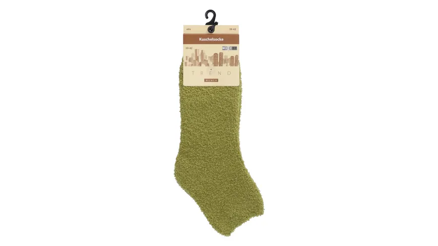 MOVE UP Damen Kuschelsocken kurz oliv