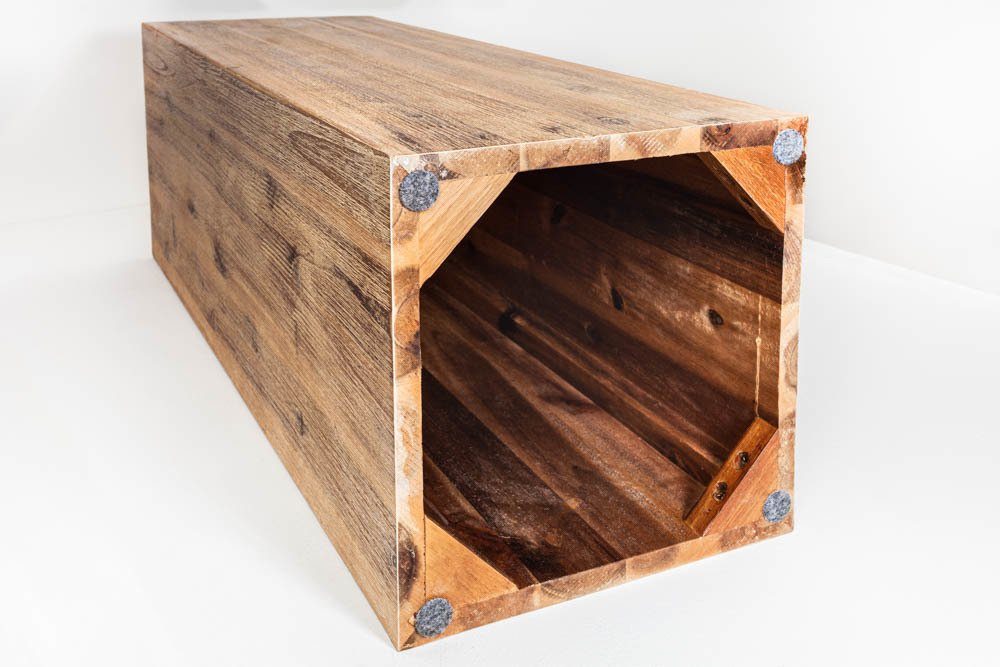 riess-ambiente Beistelltisch COLUMNA 50cm natur / teakgrau gekälkt, Massivholz · Deko-Säule · Handarbeit · Akazie