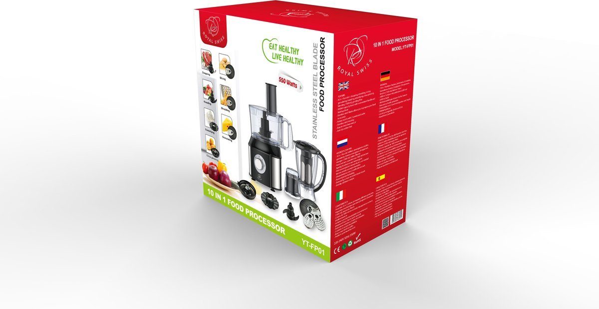 Royal Swiss Küchenmaschine, 10 in 1 - 550 Watt
