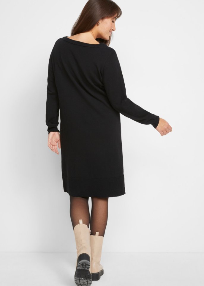 Strickkleid mit Schlitzdetail am Saum, knieumspielend