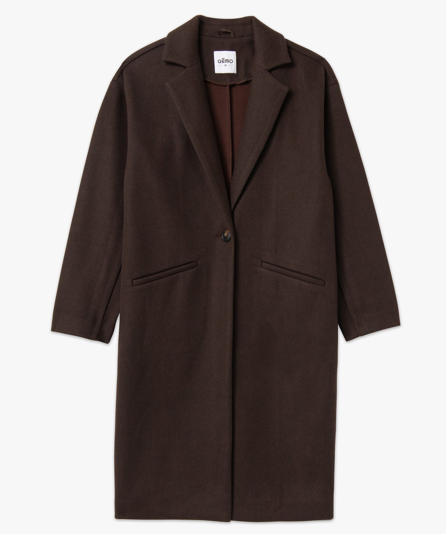 Manteau femme aspect drap de laine marron | GEMO