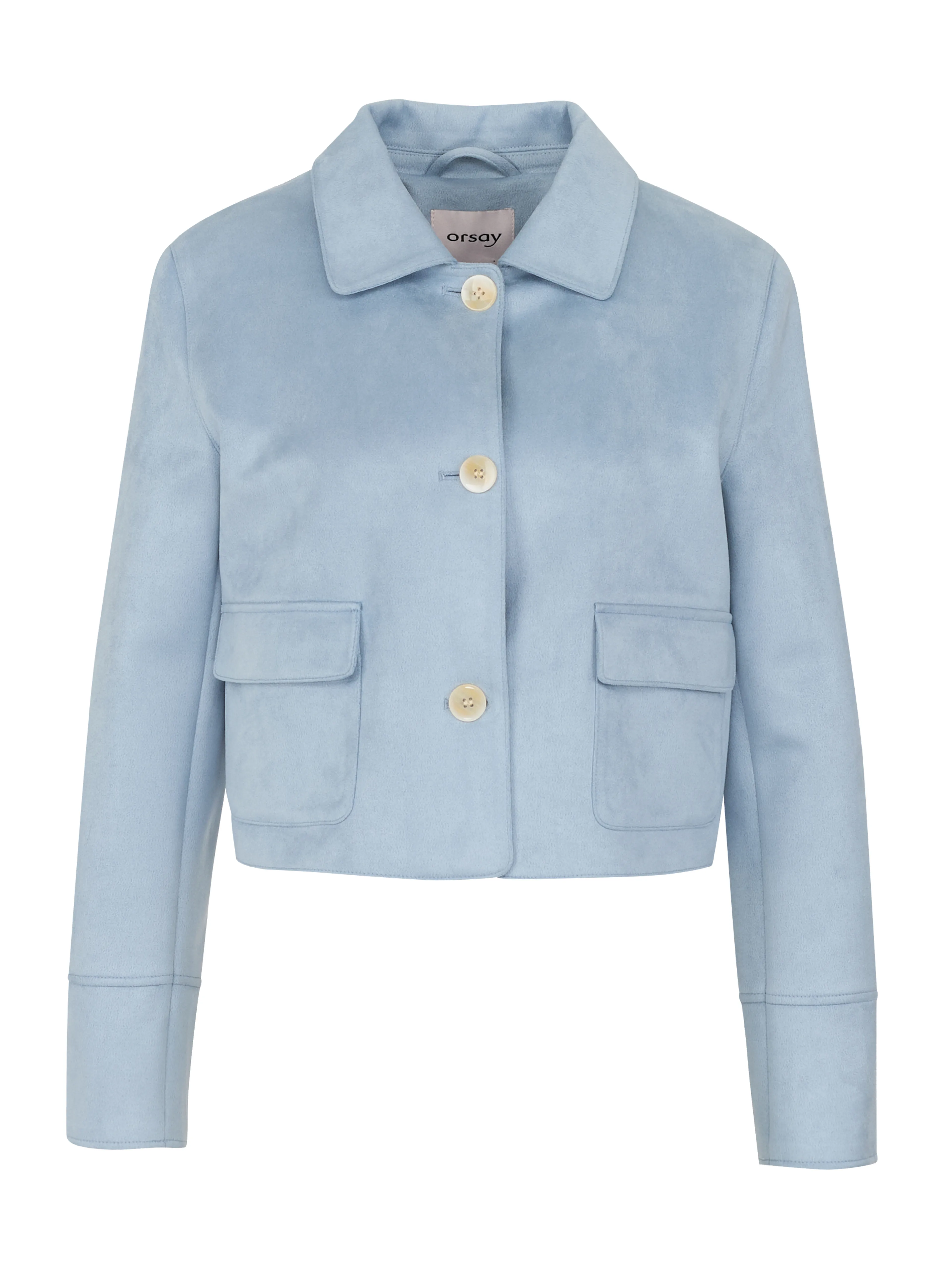 Blaue Damenjacke aus Veloursleder ORSAY