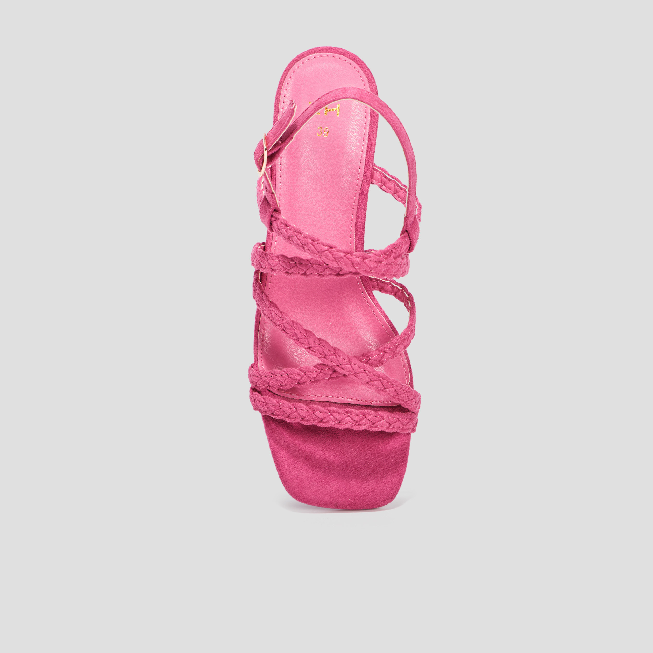 Sandales avec brides tressées rose femme | La Halle