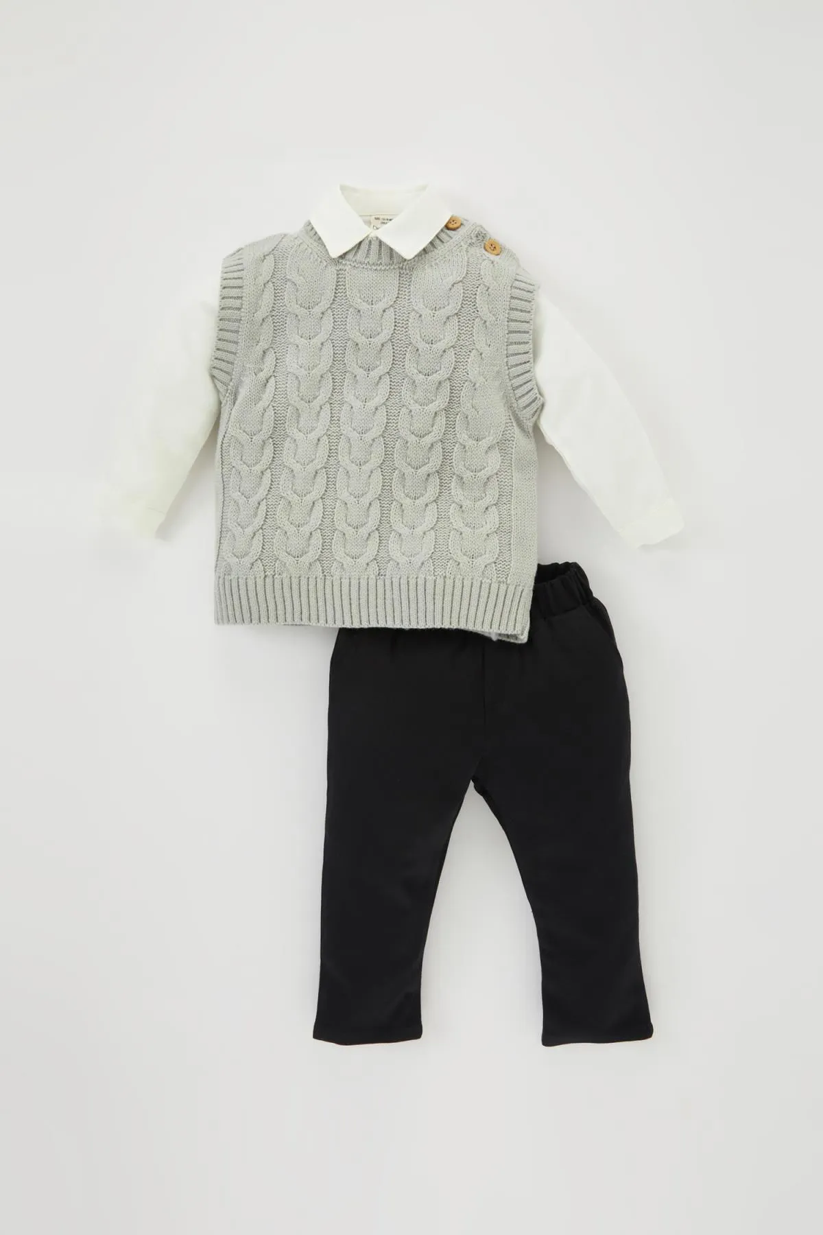 DeFacto  3-teiliges Set mit Hemd, Pullover und Hose für Babys