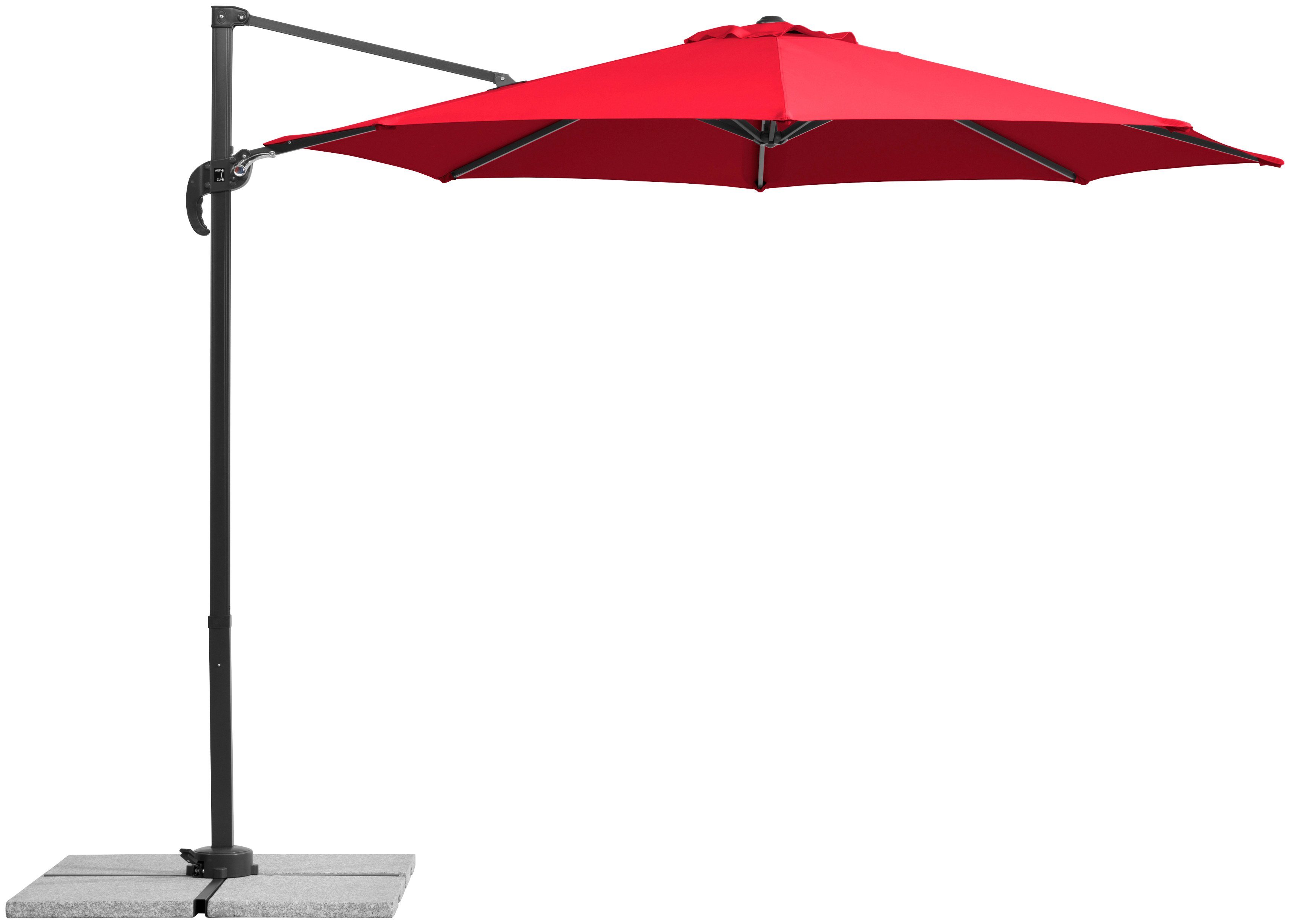 Schneider Schirme Ampelschirm Rhodos Junior, ØxH: 300x244 cm, Alu/Polyester, inkl. Plattenständer/Schutzhülle