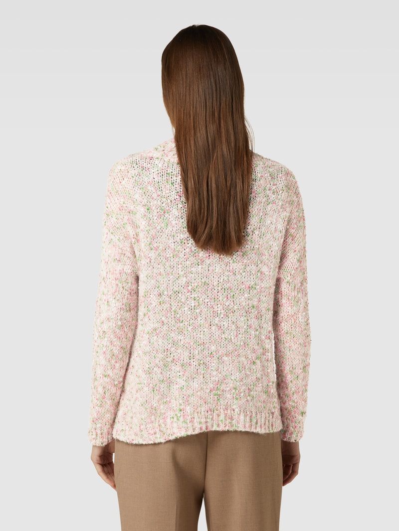Strickpullover aus Effektgarn mit Stehkragen in offwhite
