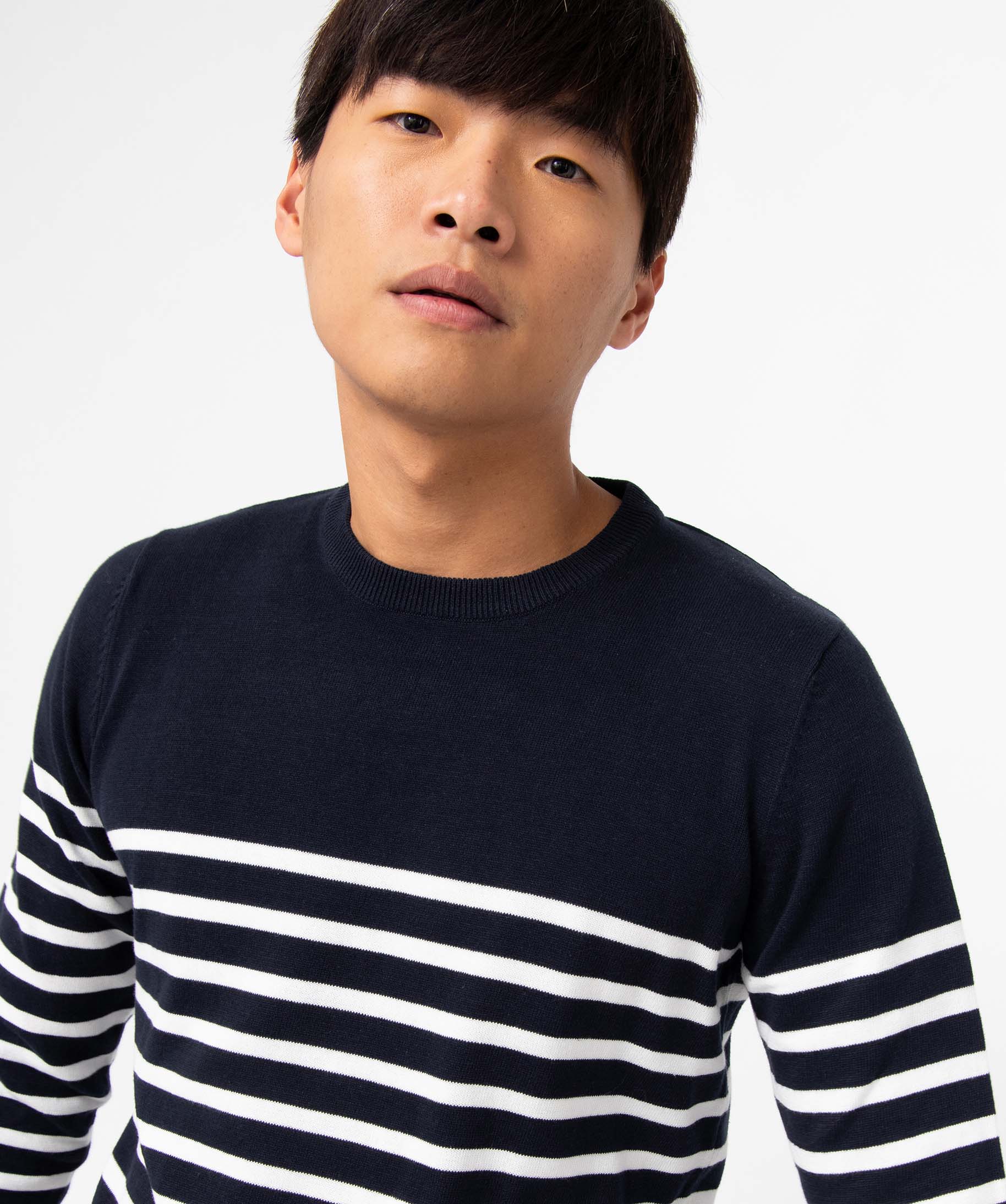 Pull homme à rayures bleu fonce | GEMO