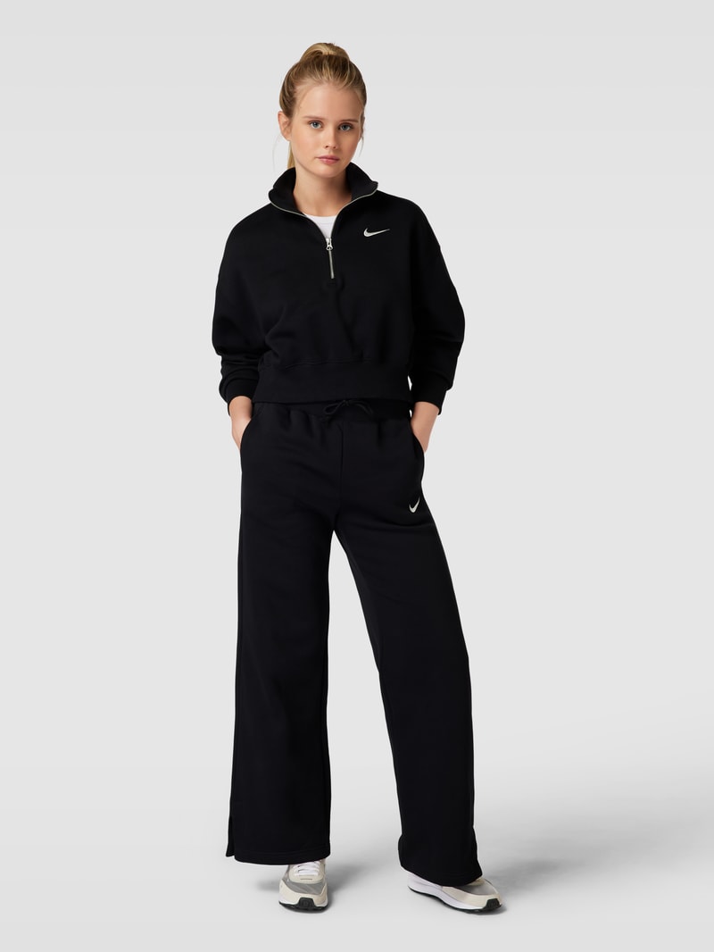 Cropped Sweatshirt mit kurzem Reißverschluss in schwarz