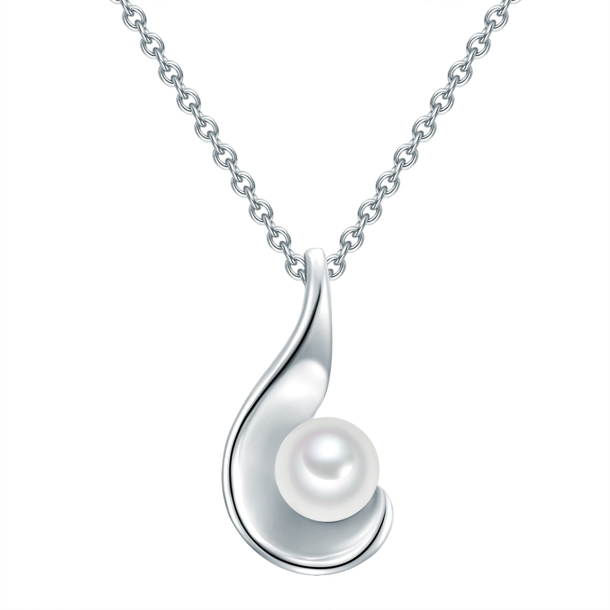 Halskette Sterling Silber Süßwasser-Zuchtperle in Silber
