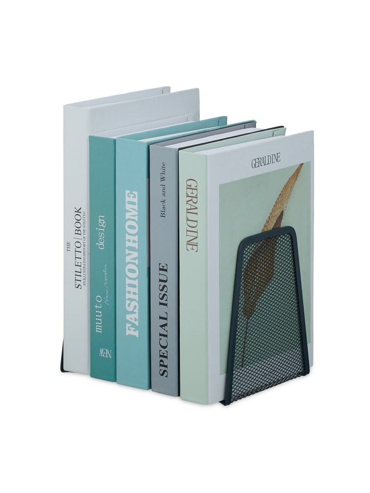 relaxdays 2 x Buchstütze in Anthrazit - (B)9 x (H)14 x (T)12,5 cm günstig kaufen onesize