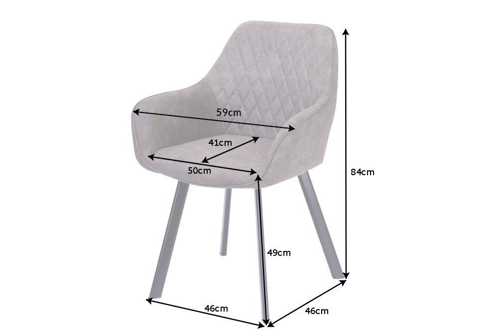 riess-ambiente Polsterstuhl PALERMO taupe / schwarz (Einzelartikel, 1 St), Esszimmer · Microfaser · Metall · mit Armlehne · Retro