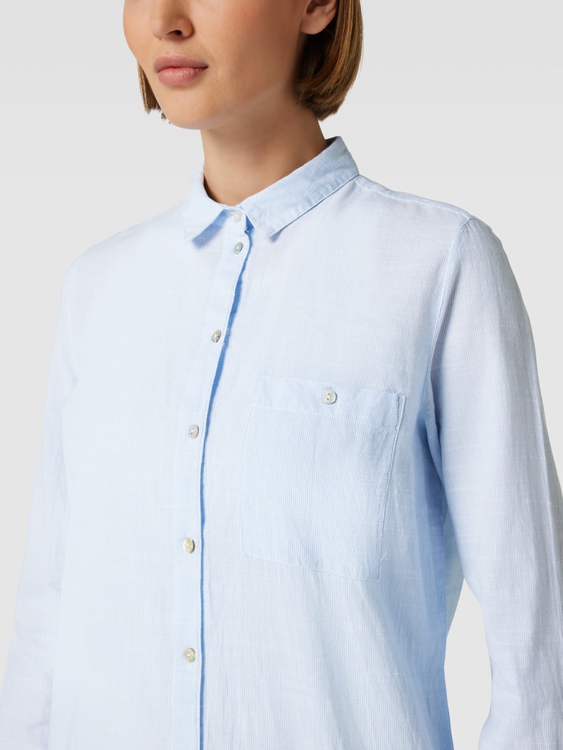 Longbluse mit Kentkragen in blau