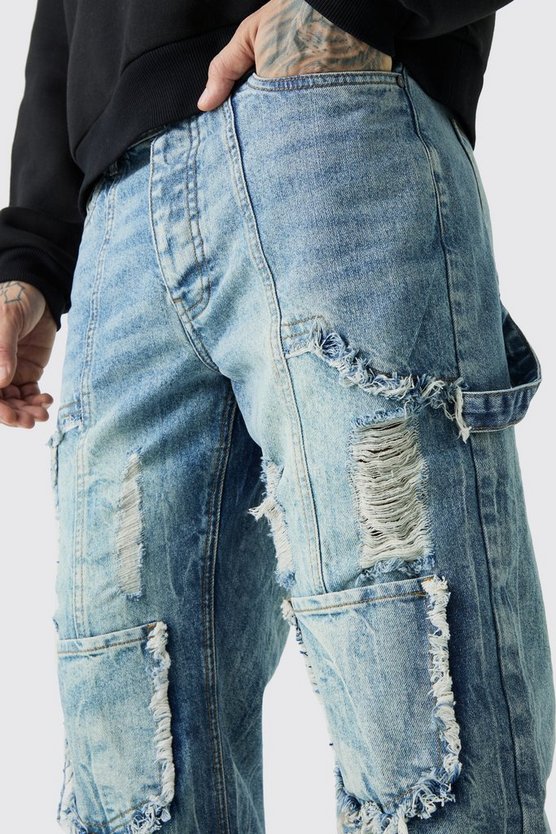 Tall lockere Cargo-Jeans mit Rissen