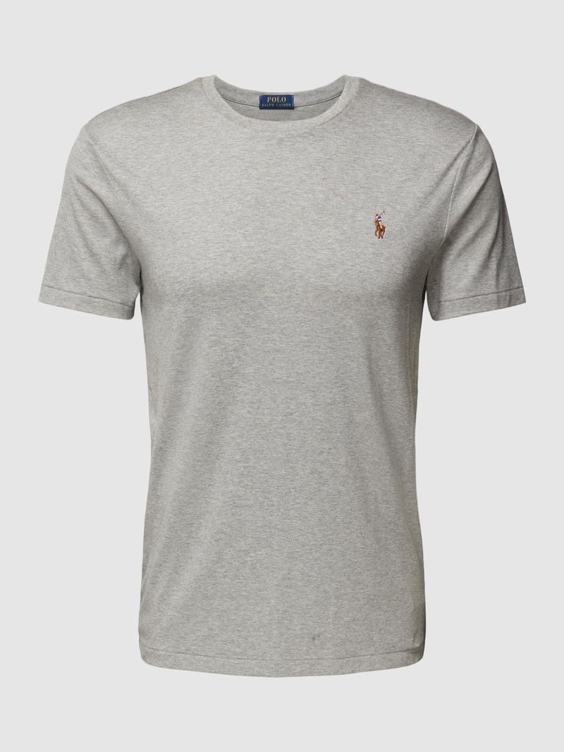 T-Shirt mit Streifenmuster Modell 'PIMA' in hellgrau