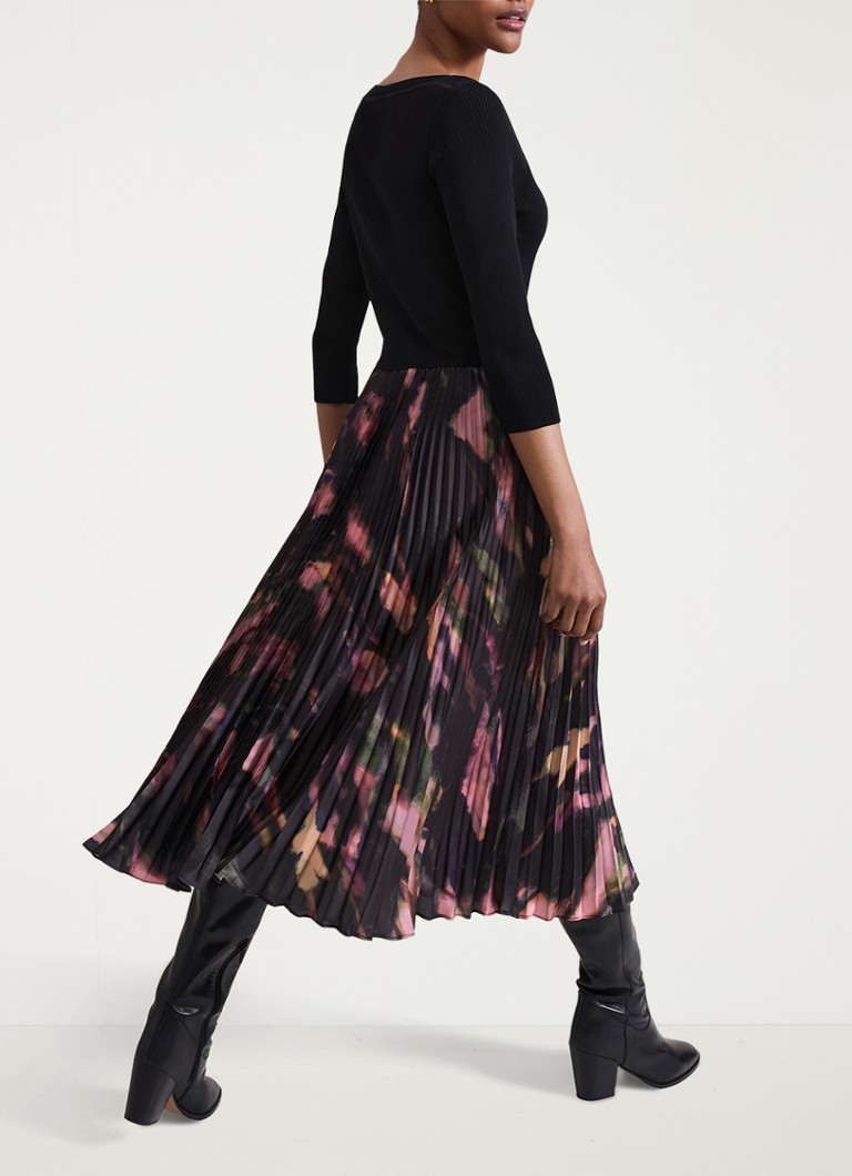Vestido midi estampado y plisado Rhea de Phase Eight