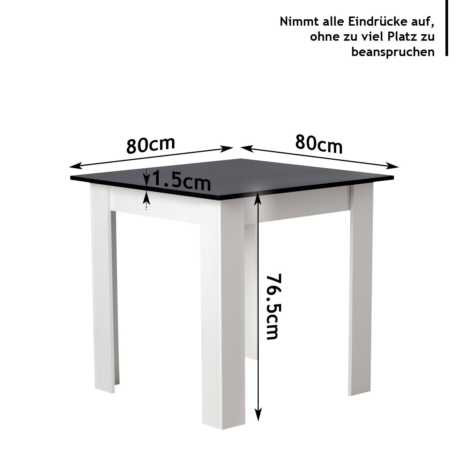 MIADOMODO Esstisch Esstisch - Quadratisch, 80x80x76,5cm, für 4 Personen, MDF, Farbwahl