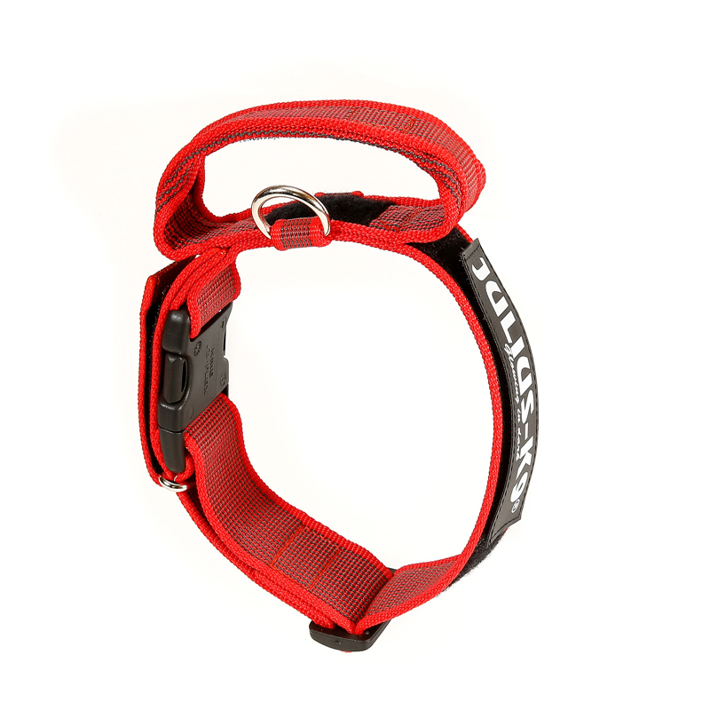 JULIUS-K9 Hundehalsbänder JULIUS-K9 Halsband mit Griff 50mm rot/ grau