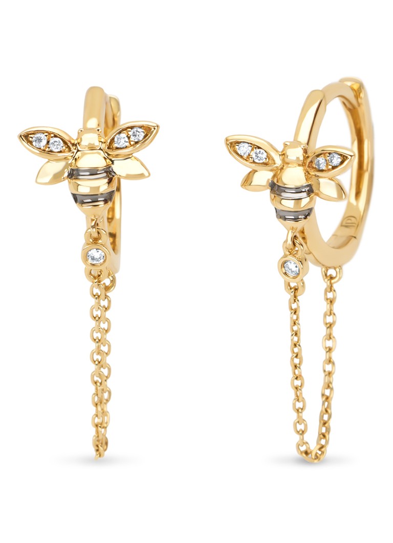 Diamond Point  Geelgouden oorsieraden, 0.03 ct diamant, Queen Bee