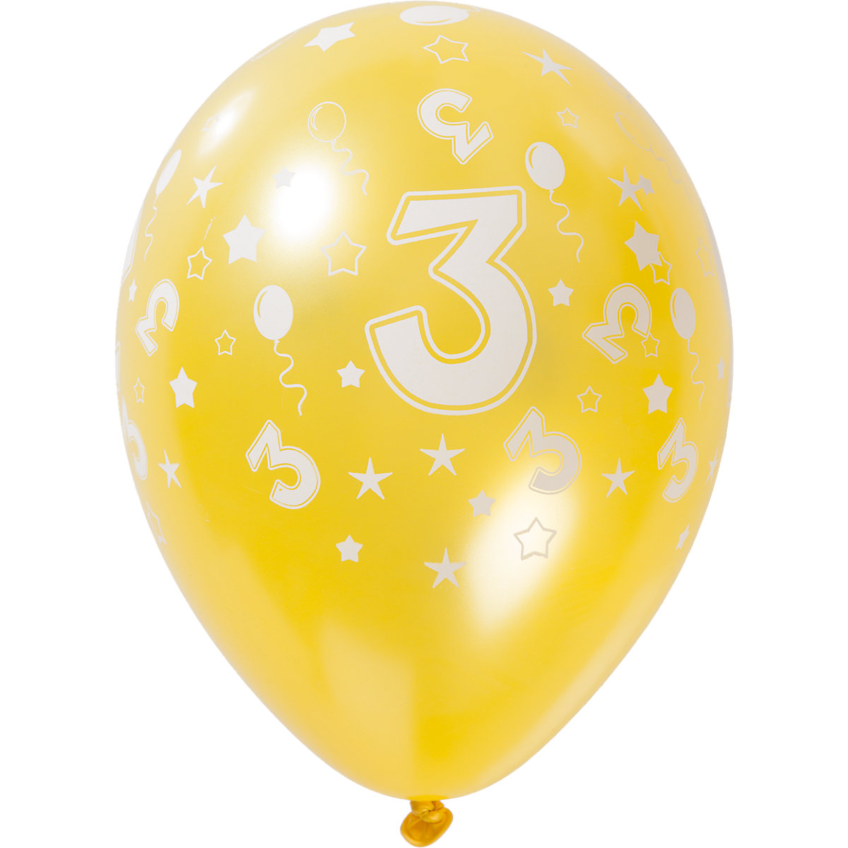 Luftballons Zahl 3, 5 Stück, 30 cm