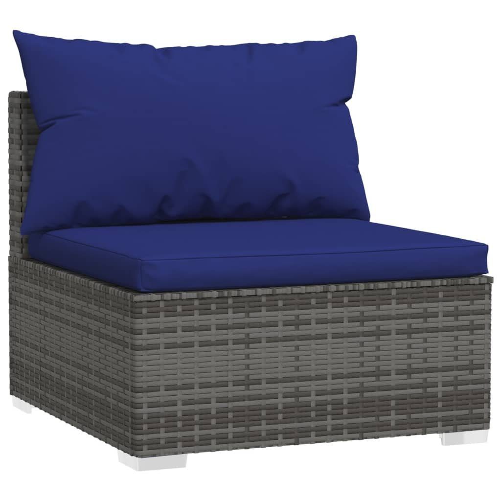 vidaXL Gartenlounge-Set 4-tlg. Garten-Lounge-Set mit Kissen Grau Poly Rattan, (1-tlg)