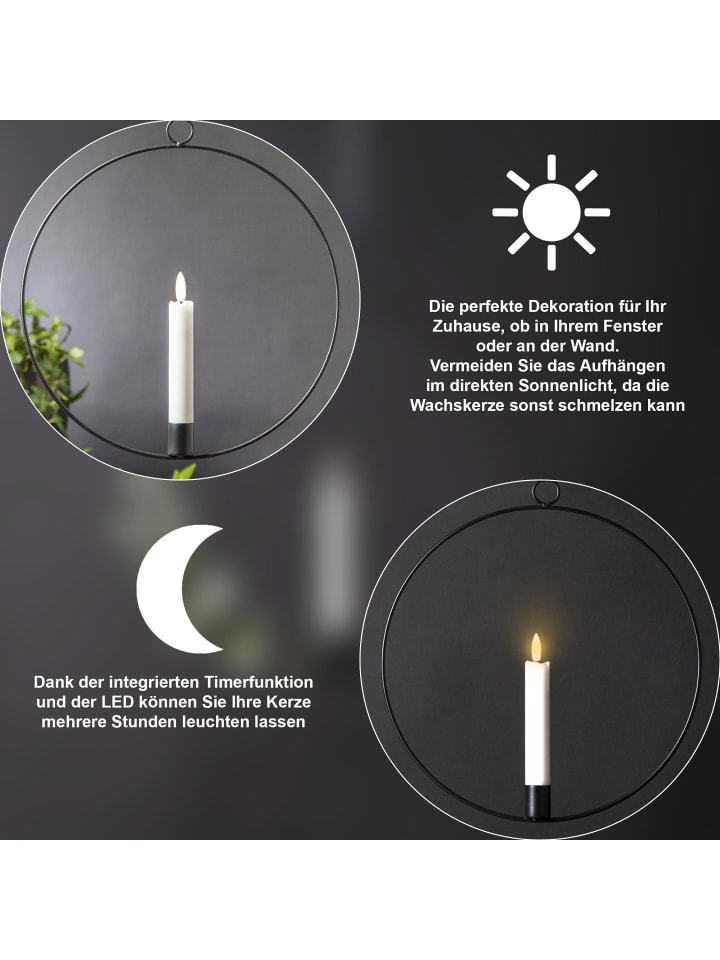 STAR Trading LED Lichterkranz Flamme Ring, schwarz, 30cm in Schwarz günstig kaufen onesize