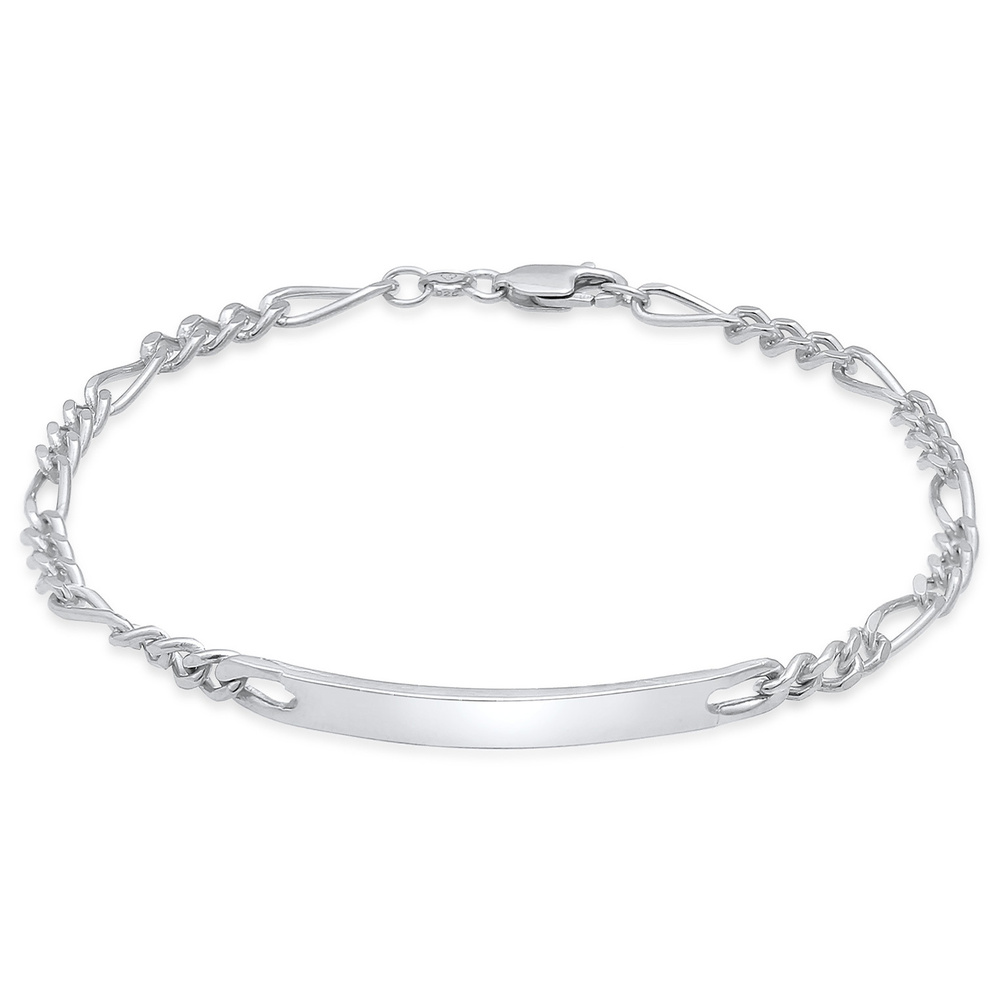 KUZZOI KUZZOI Bracelet Plaque d'identité pour homme Figaro Discreet Classic en argent st Bracelet