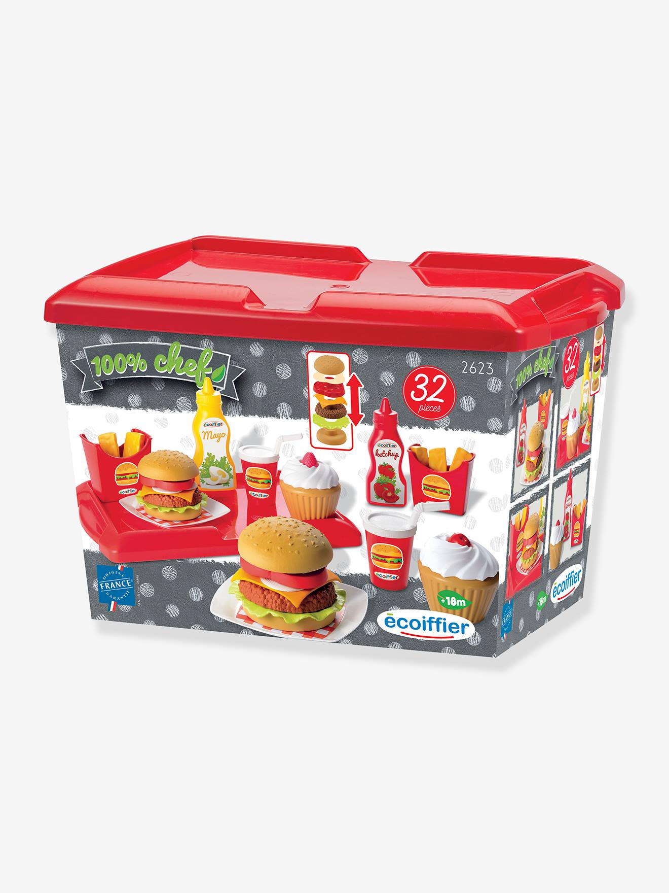 Ecoiffier Kinder Hamburger-Set ECOIFFIER, 36 Teile - rot