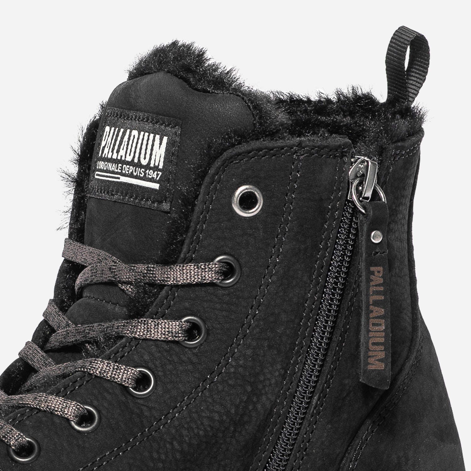 Boots PALLADIUM noir en cuir fourré