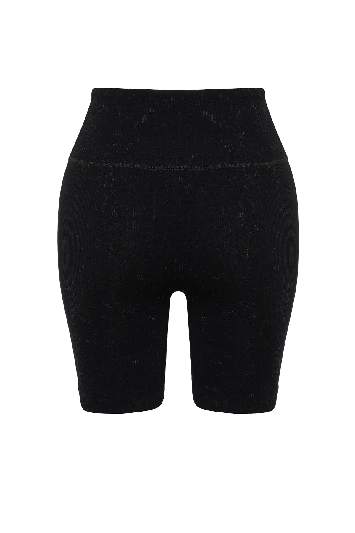 Trendyol Collection  Schwarze nahtlose/nahtlose Reflektor-Druck- und Acid-Wash-Strick-Sportshorts/kurze Leggings THMSS24TY00028