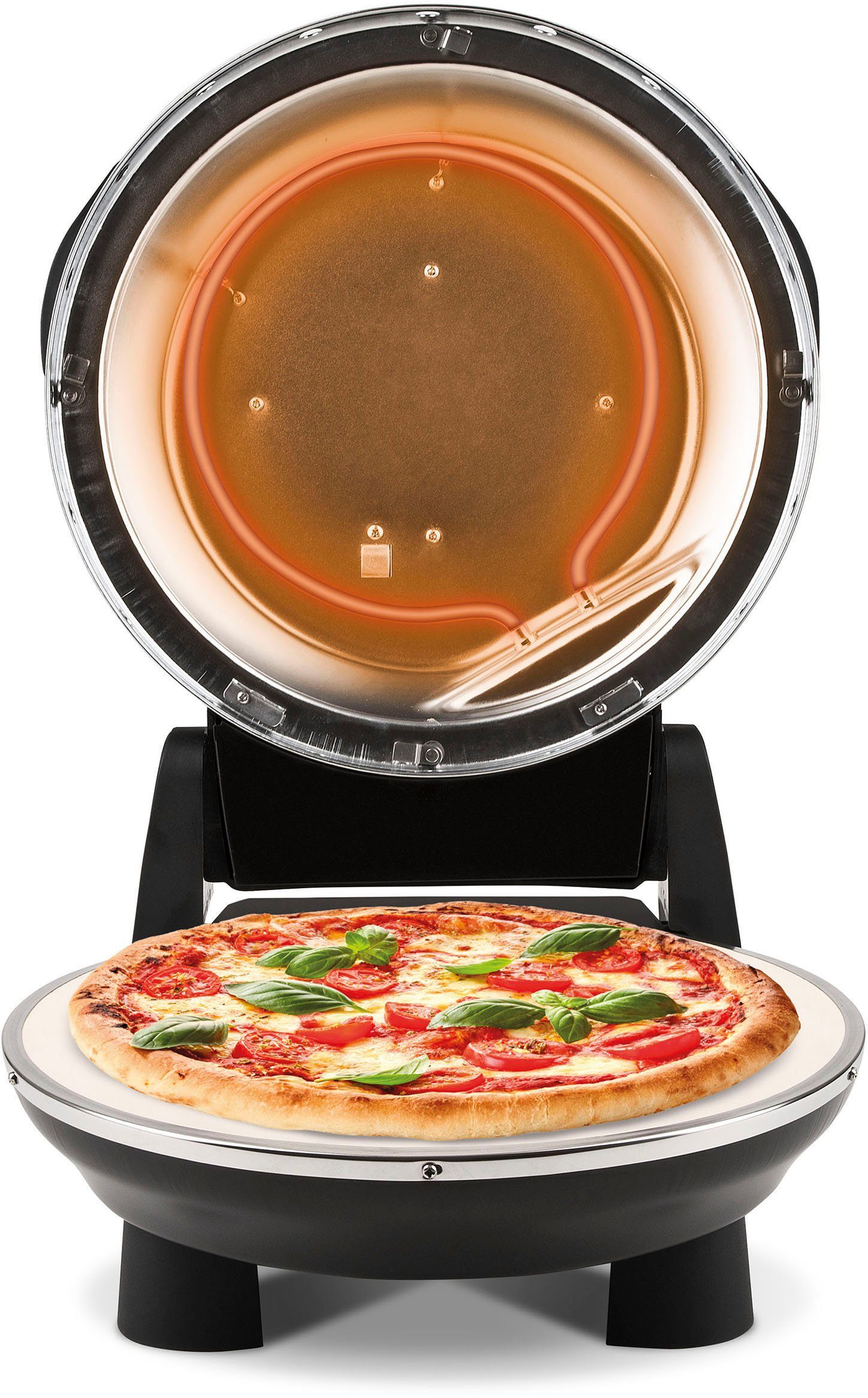 G3Ferrari Pizzaofen Napoletana G1003210 schwarz, bis 400 Grad mit 2 feuerfesten Pizzasteinen