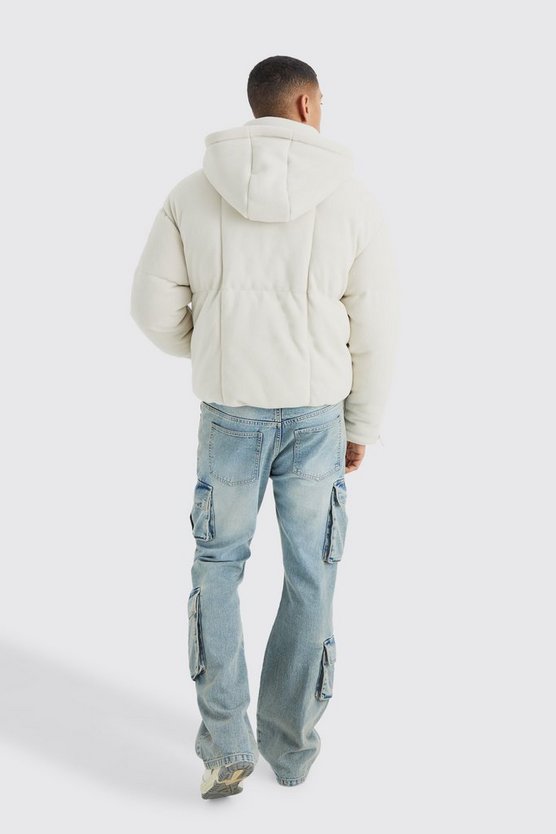 Fleece-Steppjacke mit Kapuze