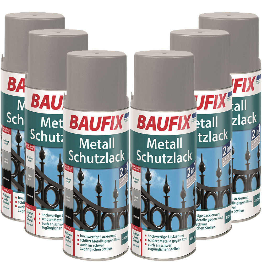 Baufix Metallschutzlack Spray weiß 6er-Set