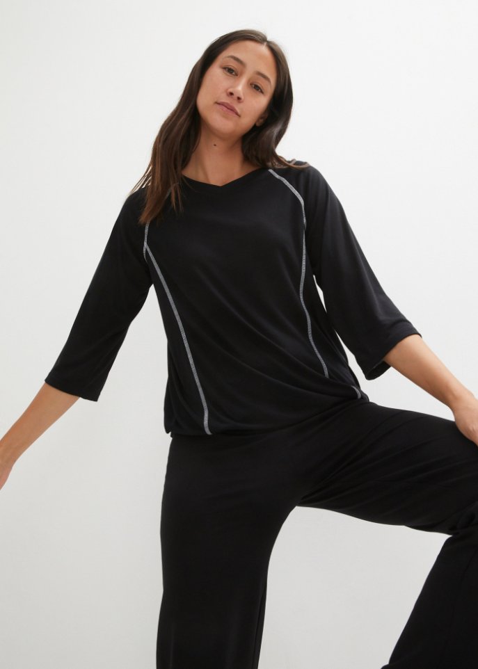 Funktions-T-Shirt mit ¾-Arm, Oversize