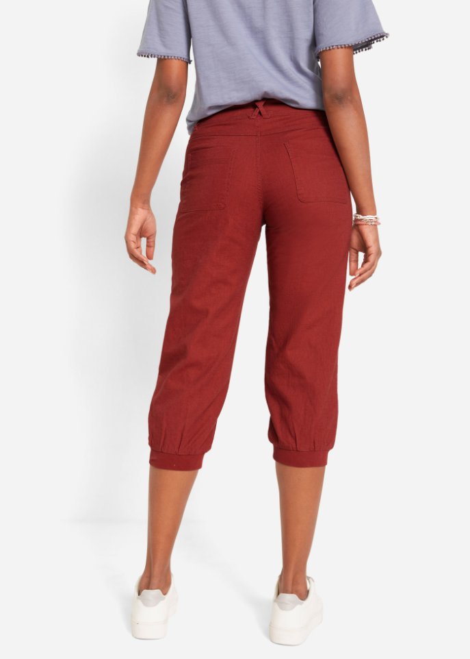 3/4 Hose mit Leinen und Bequembund, Loose-Fit