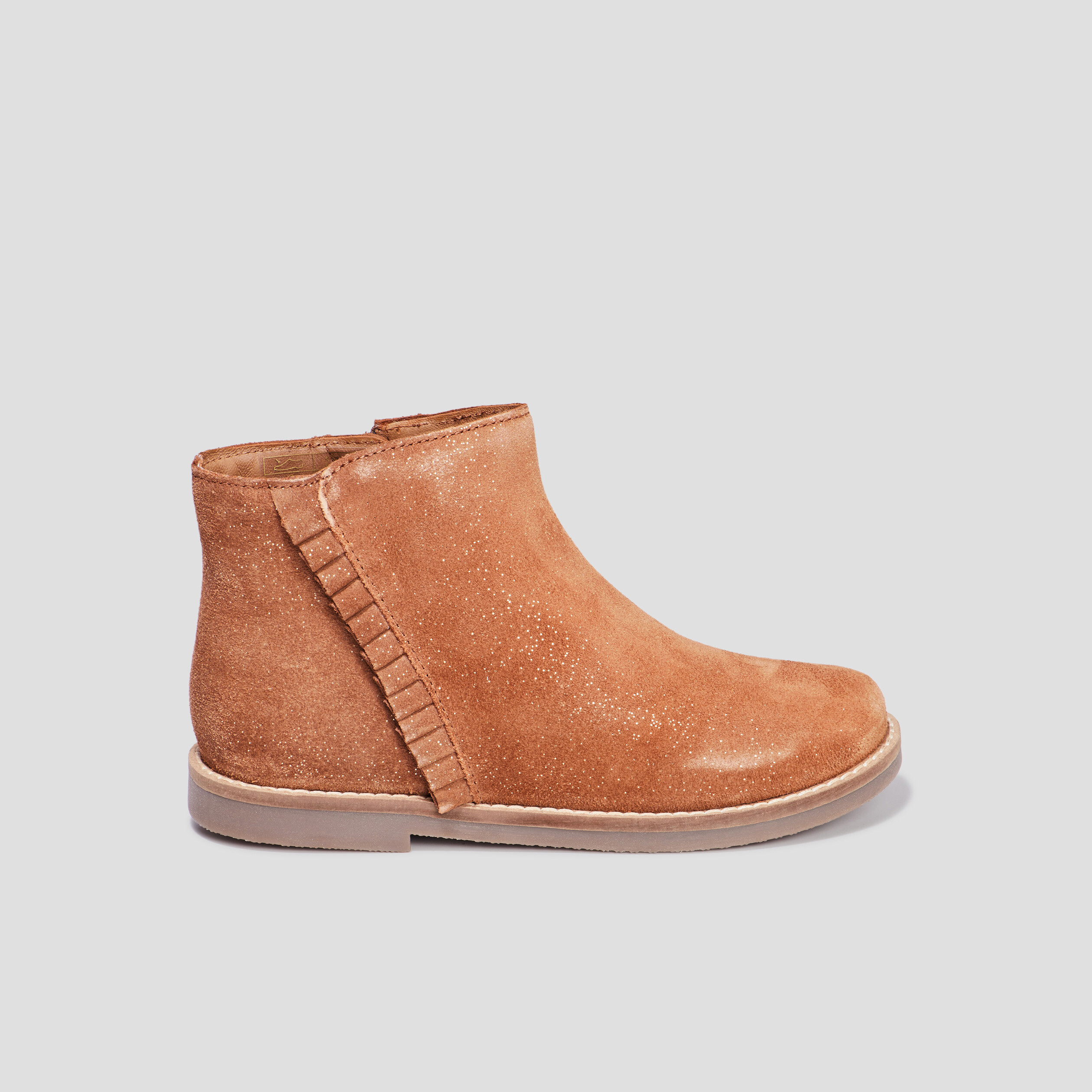 Bottines à volants en cuir camel fille | La Halle
