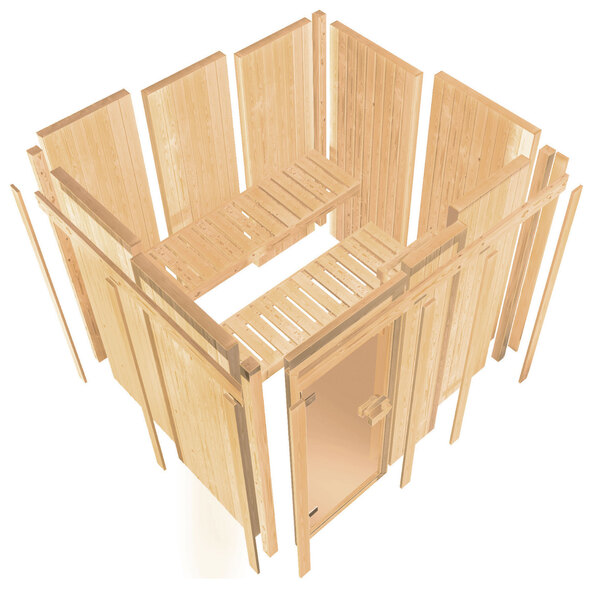 Sauna Ida 3 mit Ofen, 3,6 kW, naturbelassen