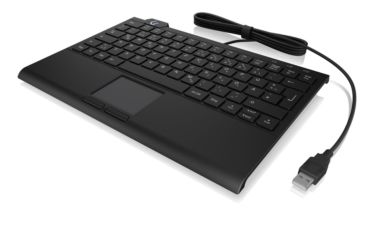 Keysonic KSK-5210ELU (DE) Mini Tastatur, Touchpad, Hintergrundbeleuchtung, schwarz
