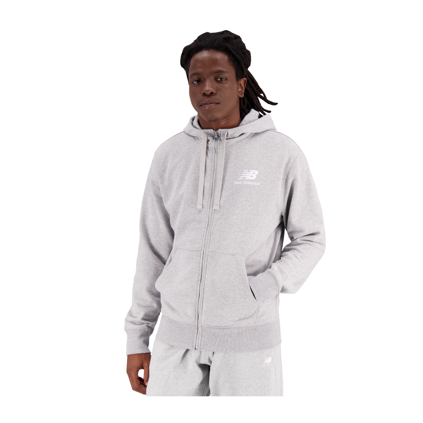 New Balance Essentials Stacked Logo Jacke Grau FAG