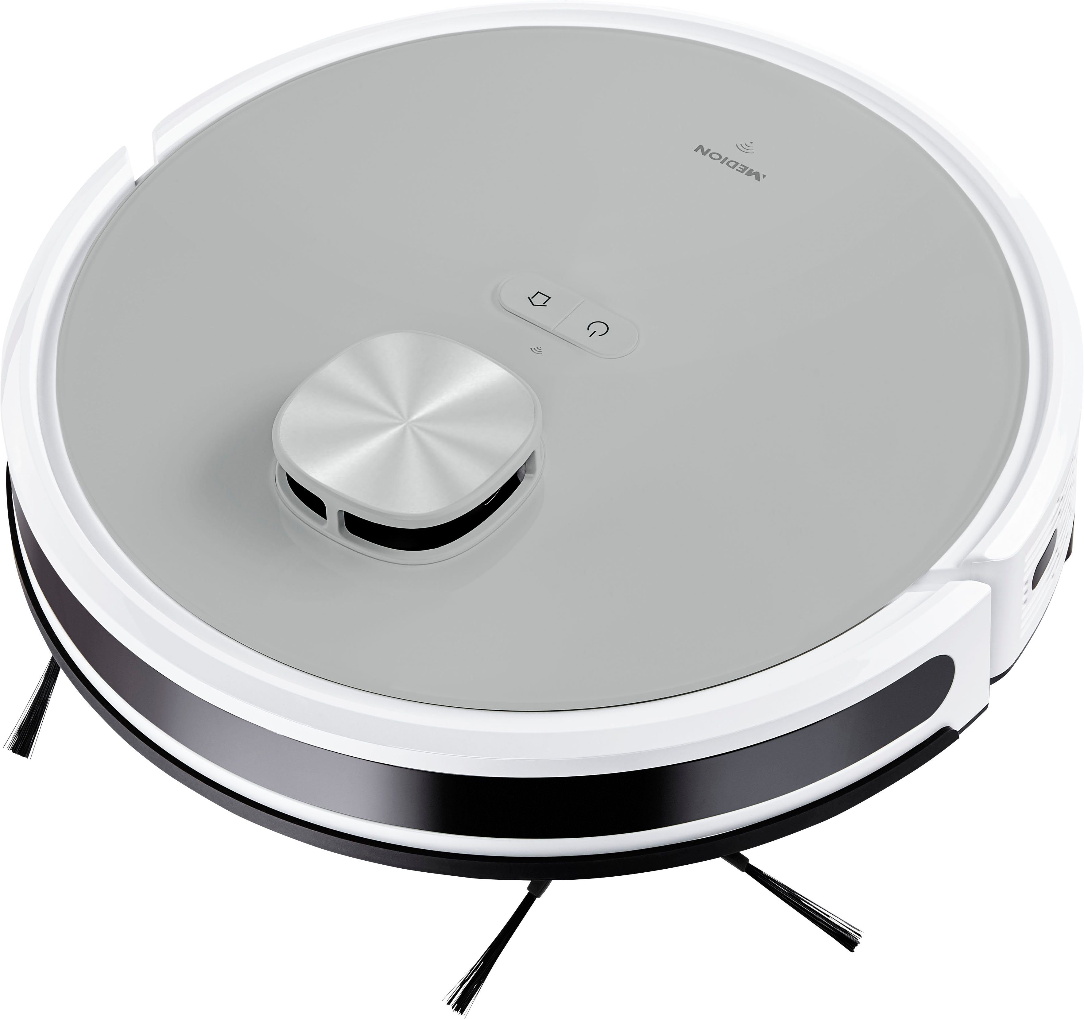 Medion® Nass-Trocken-Saugroboter Saug- und Wischroboter mit Absaugstation (X21 SW), App Steuerung und automatische Entleerung