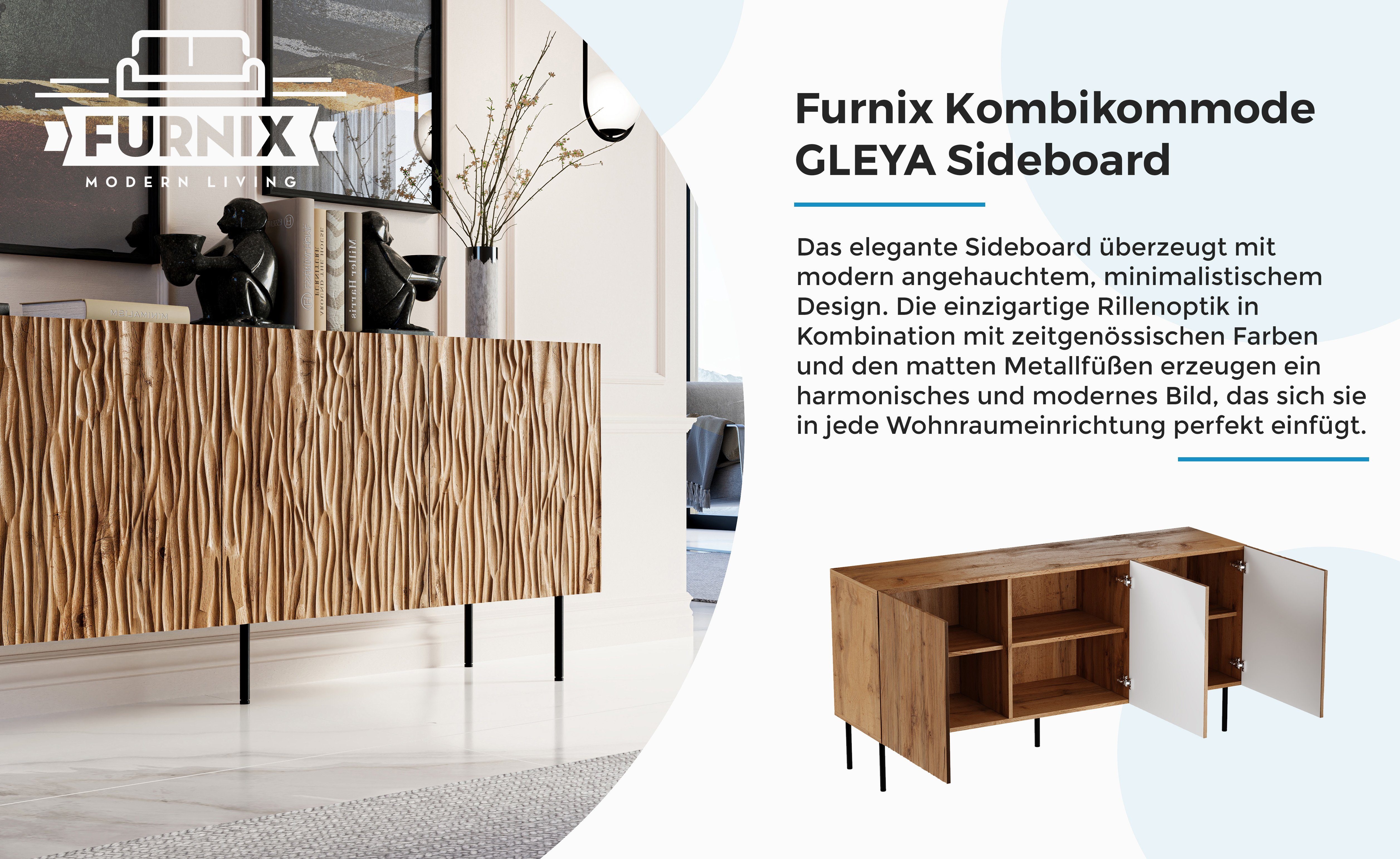 Furnix Kombikommode GLEYA Sideboard multifunktioneller Highboard mit gefrästen Fronten, B152 oder 190 x H74,5 x T42 cm