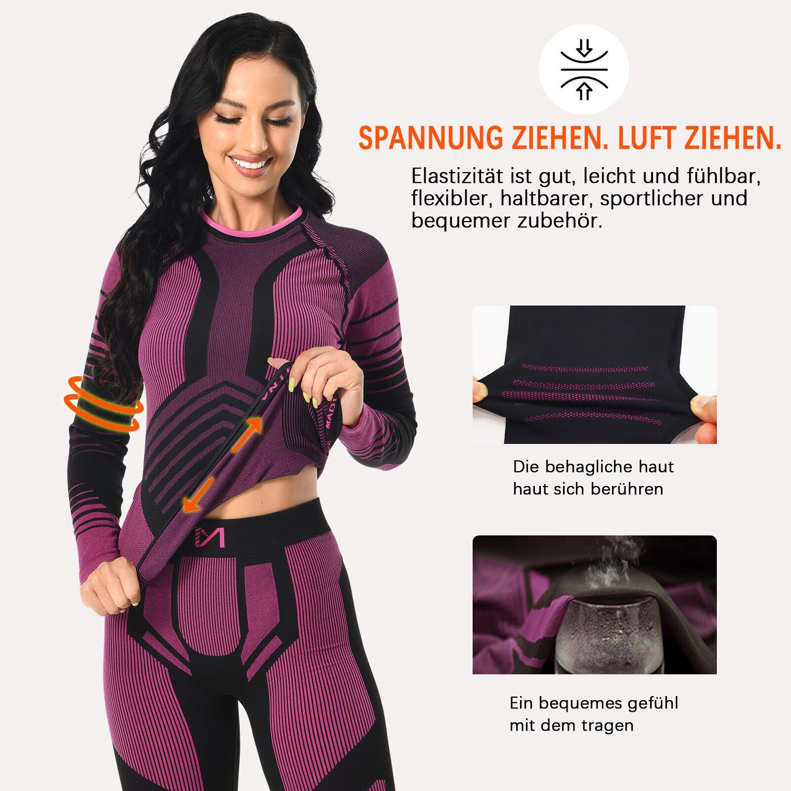MEETYOO Thermounterhemd Funktionswäsche Langarm (Lange Unterhose, Skiunterwäsche Atmungsaktiv) Lang Thermohemd & Thermohose Kompressionsanzug