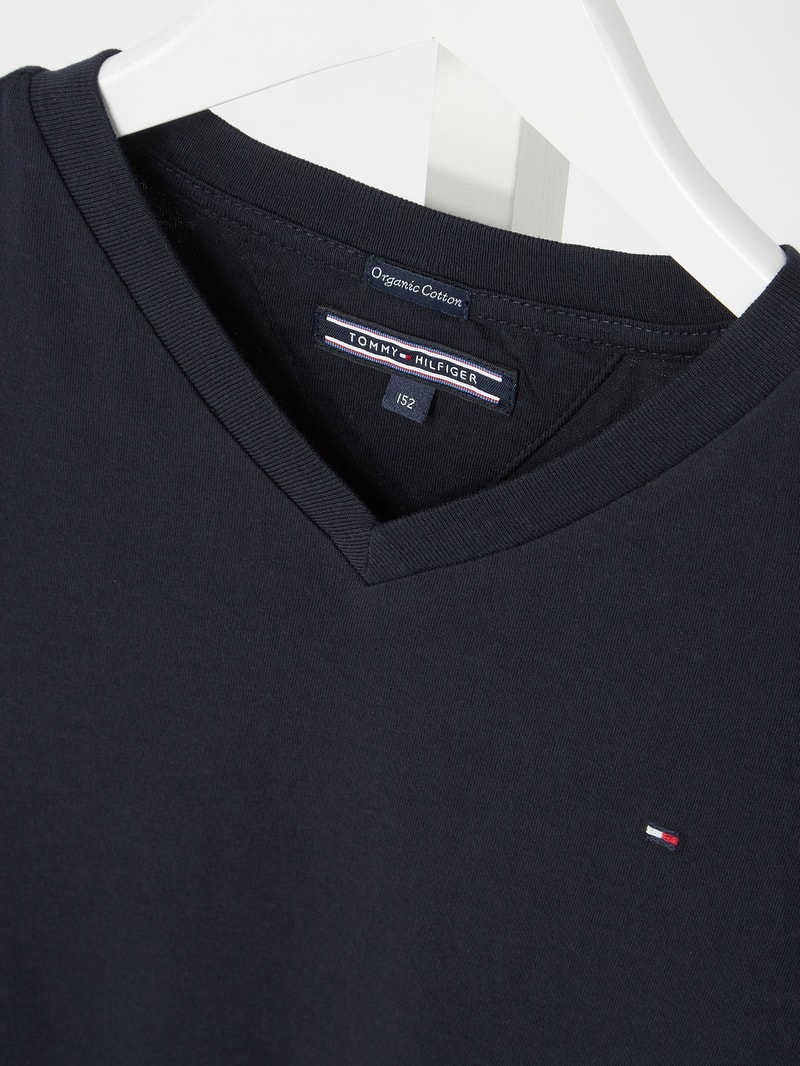 T-Shirt mit Logo-Stickerei in marineblau