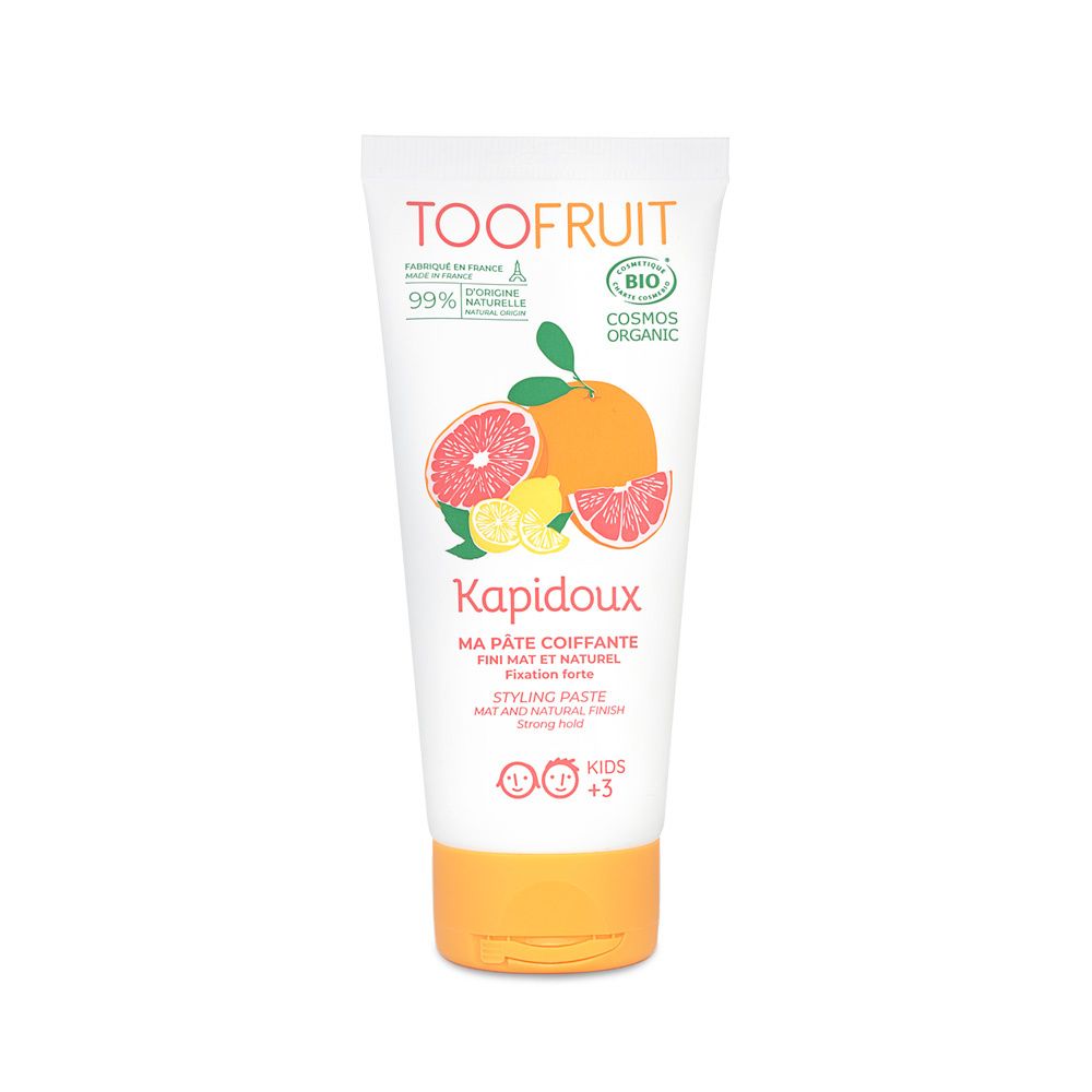toofruit Kapidoux pâte coiffante, fixation forteBIO  Pamplemousse - Citron Pâte coiffante,Fixation forte au fini mat, sans résidus.